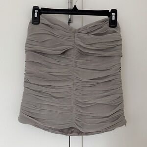 Club Monaco Light Gray Ruched Strapless Top
